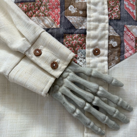 Vintage 60s 70s Quilted Button Down Shirt by Alfie ~ Size Large - Picture 7 of 9